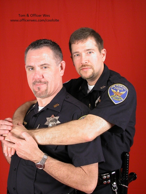 Officer Wes hugging Tom, January 2003, Photos by Corwin