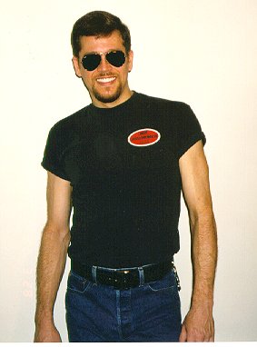 Wes in his T-shirt from the 1992 Mr. Drummer contest