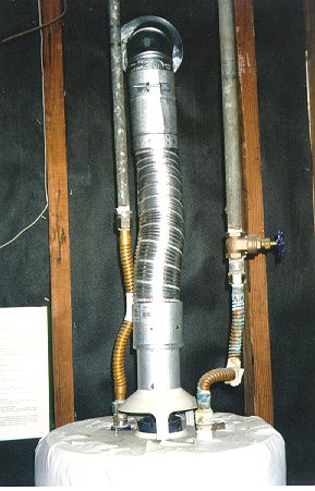Garage water heater flue inside