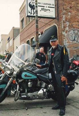 Jim outside Mr. S Leather during Folsom Street Fair in 1998