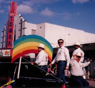 Larry on the TGRA float in the 1992 Houston Gay Pride parade