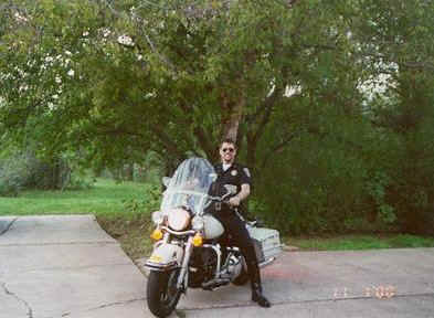 Officer Wes astride his Harley Police Special